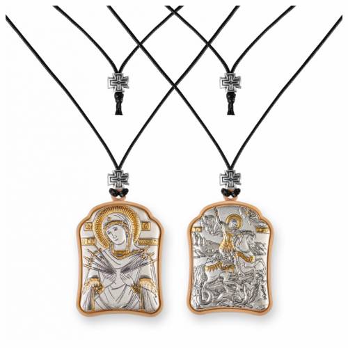 VM 7 Swords - St. George Pendant Icon. Silver 999. Gold.