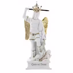 Marble statue of St. Michael statue gold details