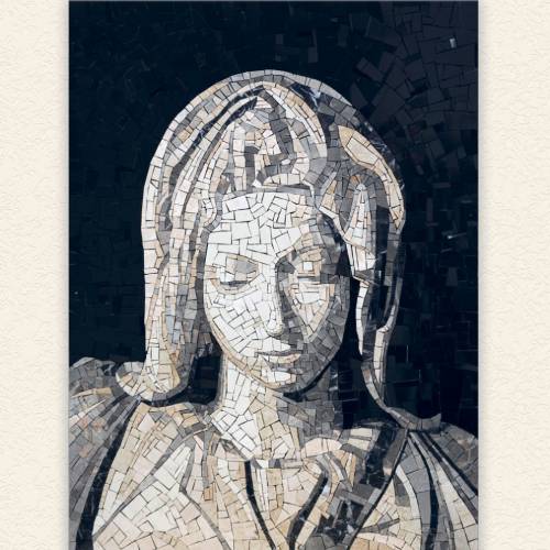 Esecuzione in mosaico del volto della Madonna "Pietà" di Michelangelo 