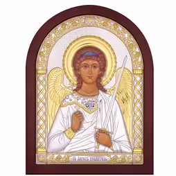 St. Angel Arch Icon. Painted face. Brown base. Silver 999. Gold.