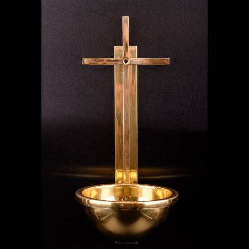 Holy water font brass H 31 cm