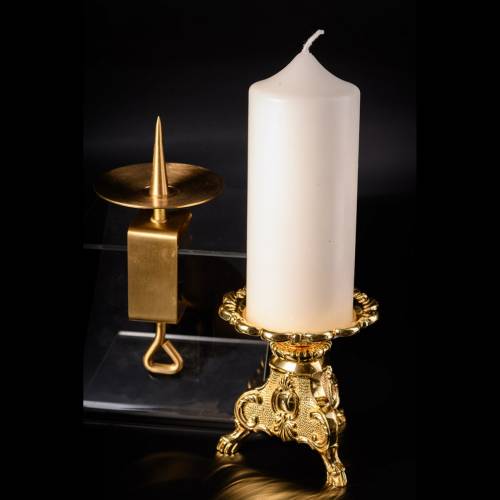 Altar candle stand golden brass