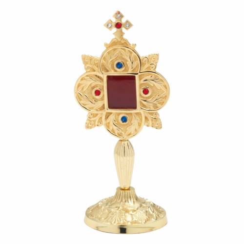 Reliquiario dorato con pietre H 20 cm