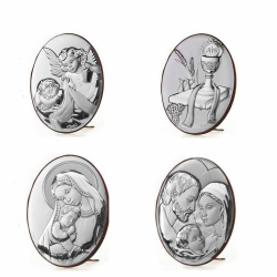 Icona Sacra Ovale in Argento Laminato