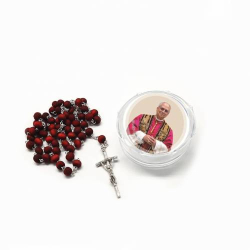Rosario petalo di rosa con scatola Papa Leone XIV