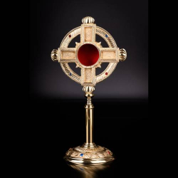 Reliquary w. stones golden plated H 32 cm