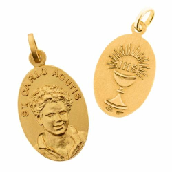 Medaglia San Carlo Acutis in argento 925 dorato