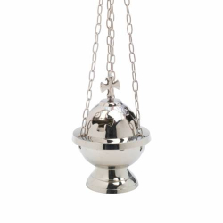 Thurible w/cross and nickle-plated H 15 cm
