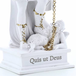 Statua San Michele in polvere di marmo con dettagli oro