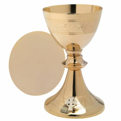 Calice con patena dorato H 20 cm