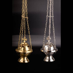 Thurible w/cross and nickle-plated H 15 cm