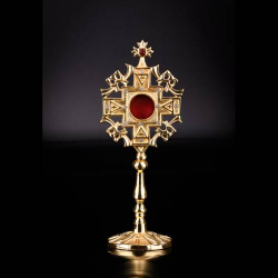 Reliquary w. Stones golden plated H 24 cm