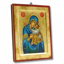 Greek icon Madonna with red mantle and with Child.