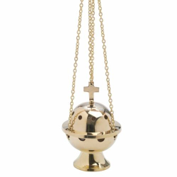 Turibolo con croce in ottone H 13 cm