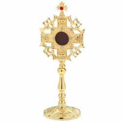 Reliquary w. Stones golden plated H 24 cm