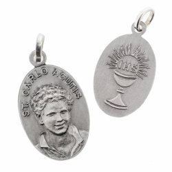 Medaglia San Carlo Acutis in ottone argentato