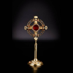 Reliquary w. stones golden plated H 26 cm