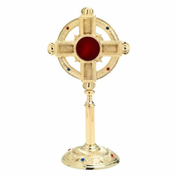 Reliquary w. stones golden plated H 32 cm