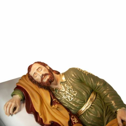 Statua san Giuseppe dormiente, in polvere di marmo colorata