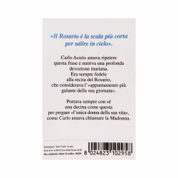 Carlo Acutis holy card and rosary