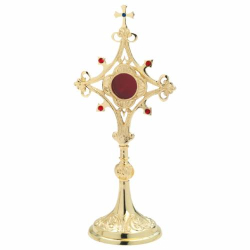 Reliquiario con pietre placcate oro H 30 cm